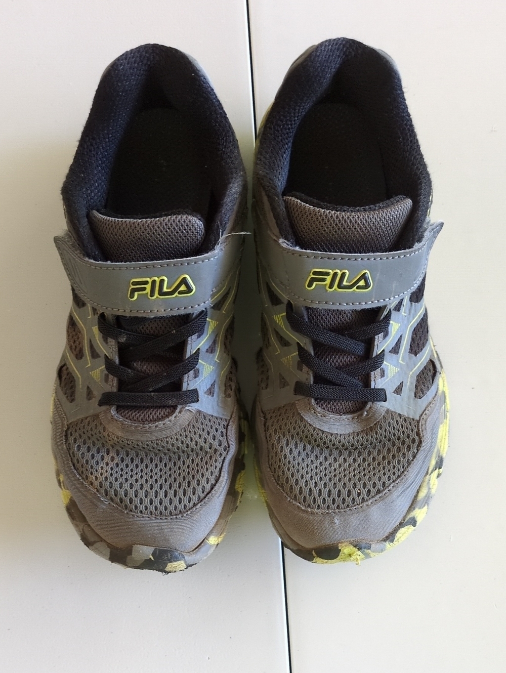 FILA Kids Gray and Yellow Accent Athletic Sneakers